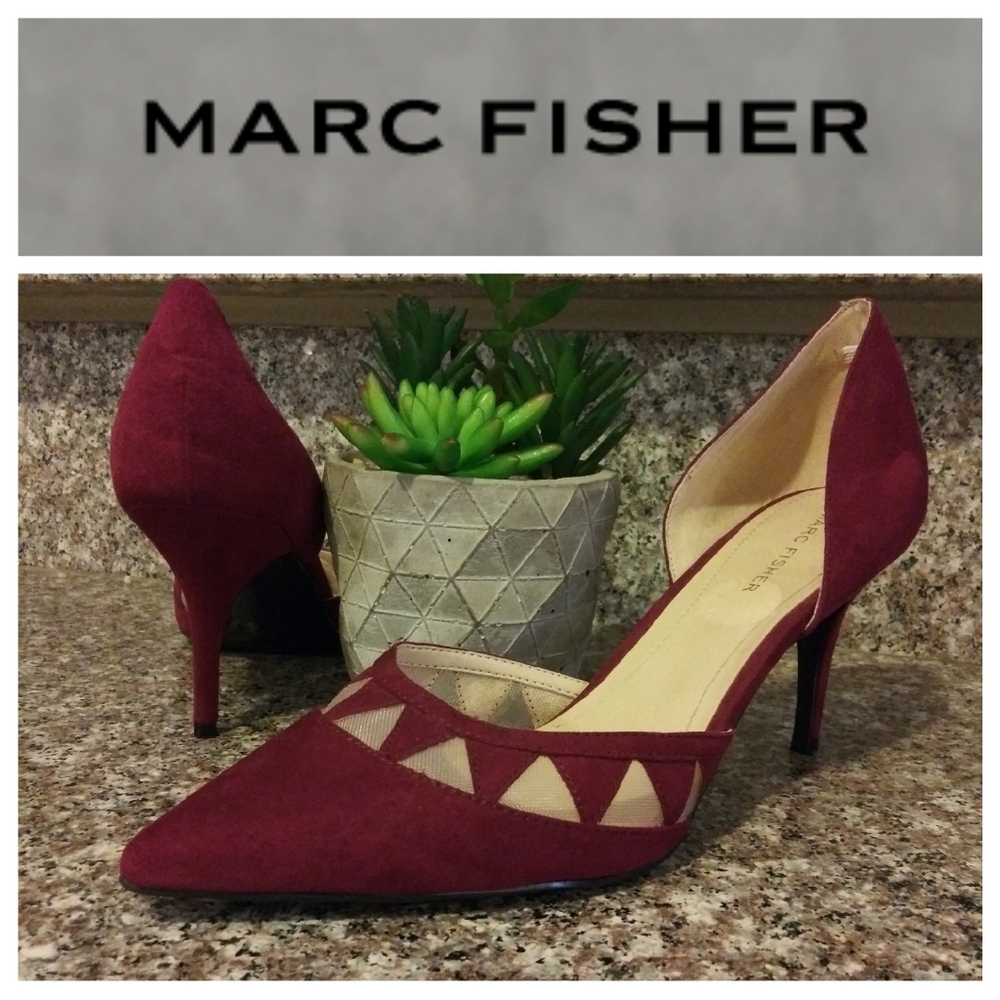 Marc Fisher Suede Geometric Cut Out D'orsay Pumps